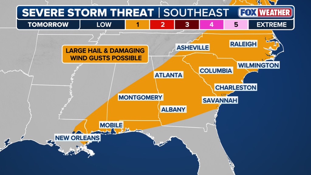 Radar depiction of storms along the East Coast