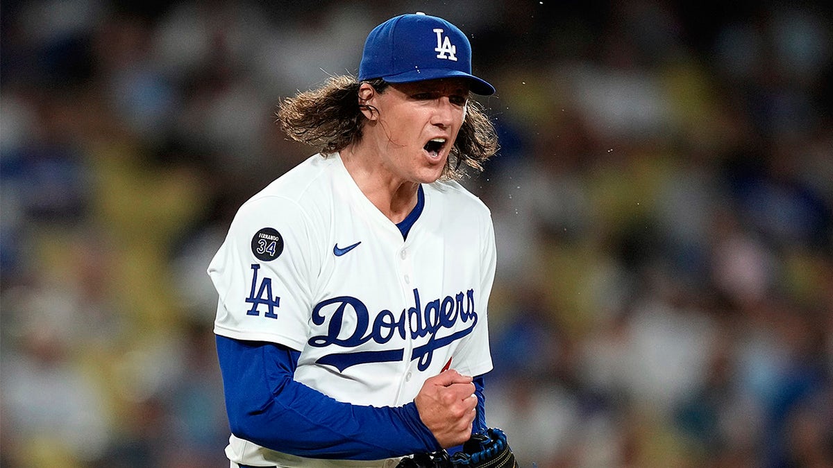 Tyler Glasnow in action for the Dodgers during the near no-hitter against the Colorado Rockies