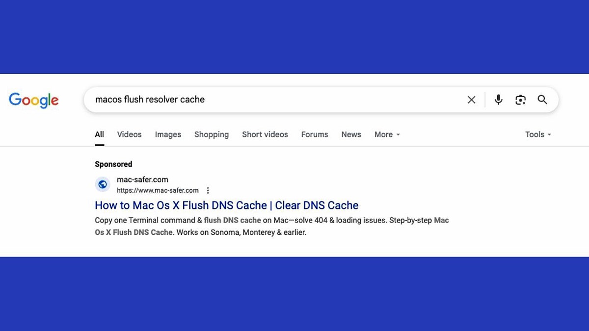 Fake macOS flush-cache instructions on a help page