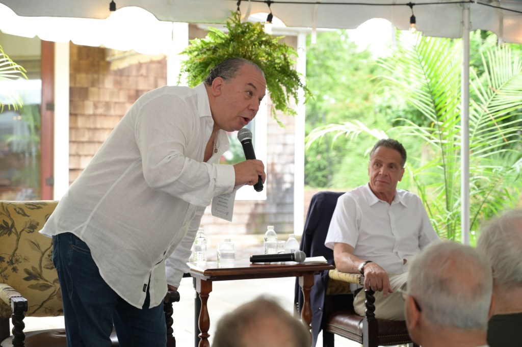 Former Gov. Andrew Cuomo speaking