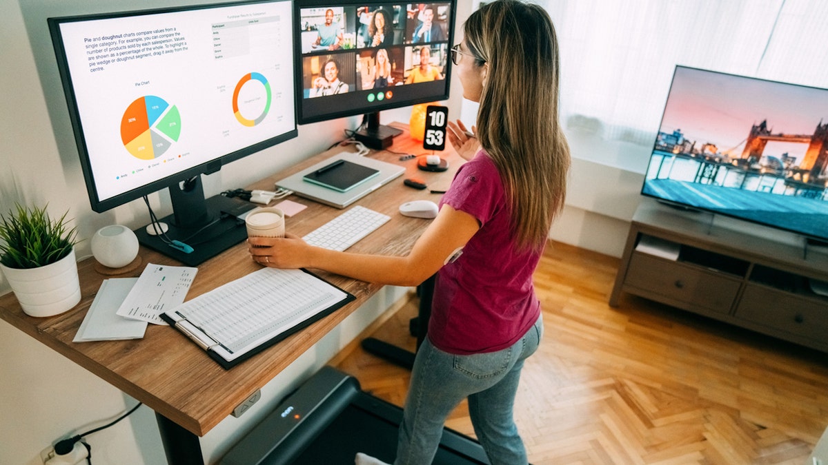 Treadmill desk setup for work-from-home