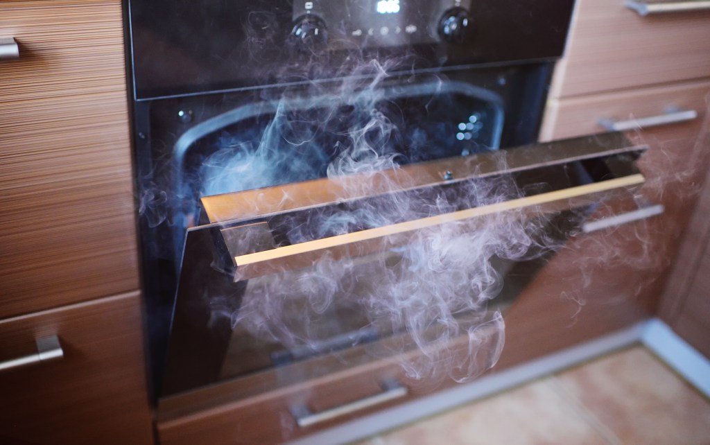 Smoke inside an oven