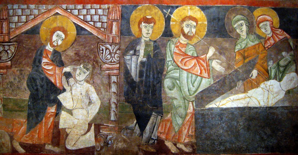 Fresco depiction of the biblical healing at Siloam