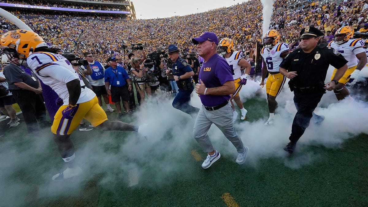 LSU defenders celebrate a turnover