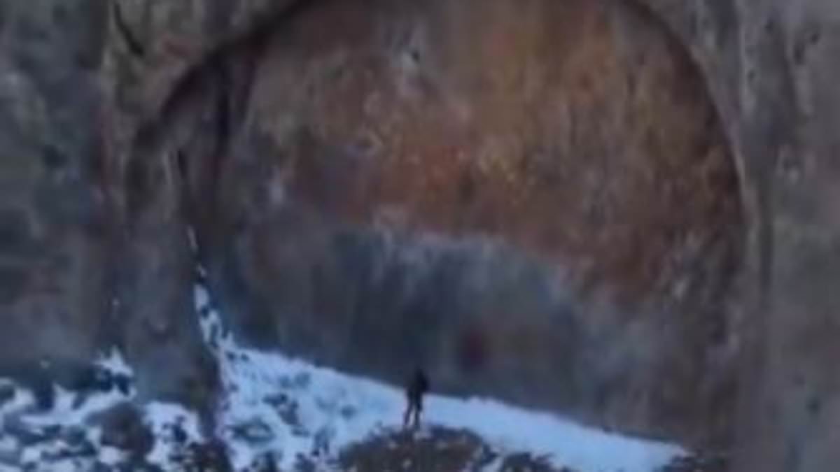 Drone footage shows 'doorway' in Kazakhstan mountains; scientists point to natural weathering