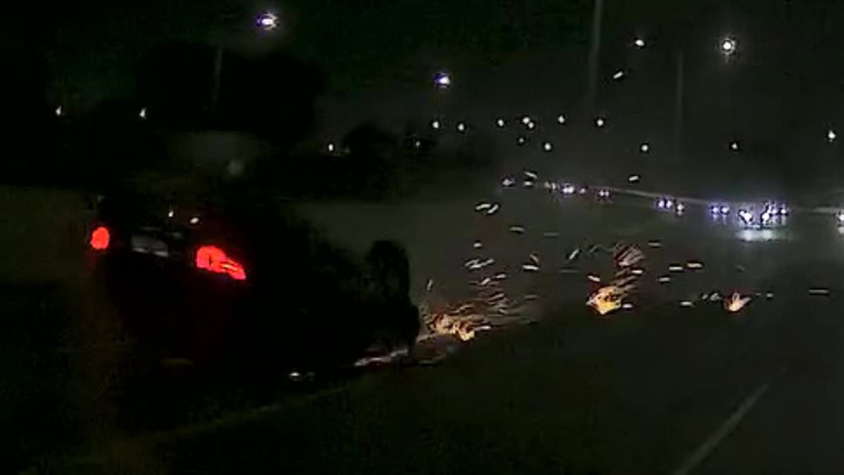 Dash-cam captures Melbourne motorway crash; car flips onto its roof near Point Cook