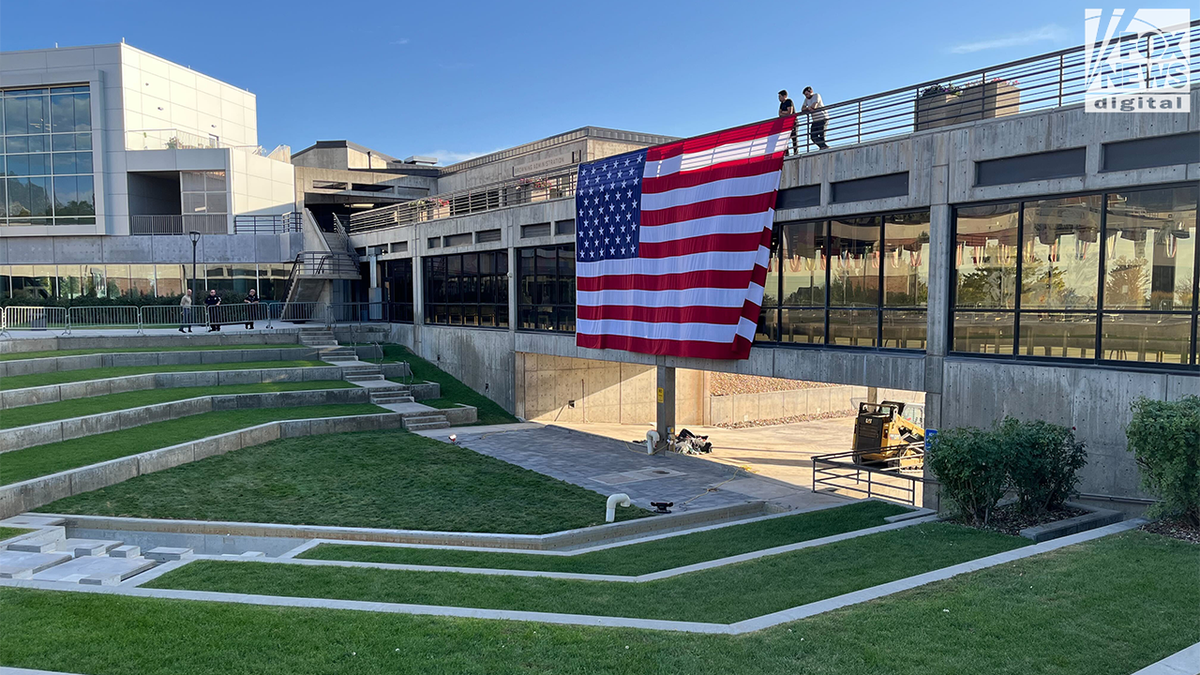 American flag at Charlie Kirk memorial in Utah