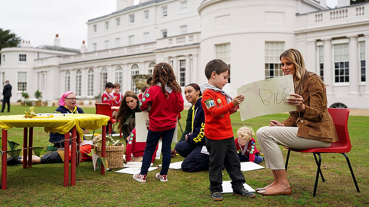 Melania Trump and Queen Camilla during a visit to Queen Mary’s Dolls’ House