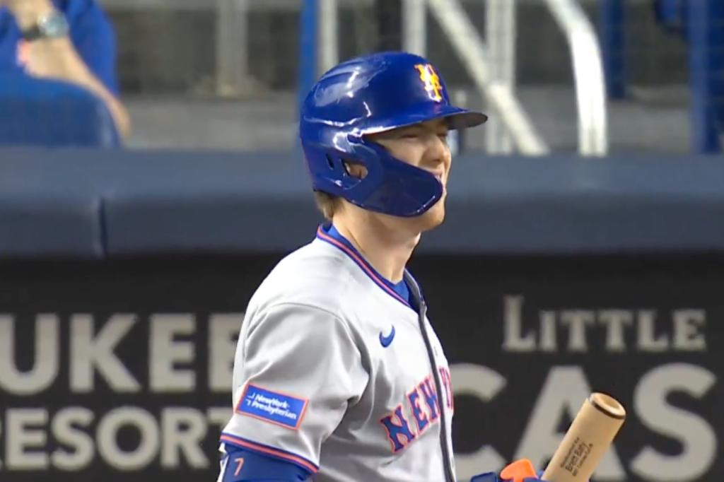 Brett Baty exits with right-side soreness as Mets' playoff push hits snag vs Marlins