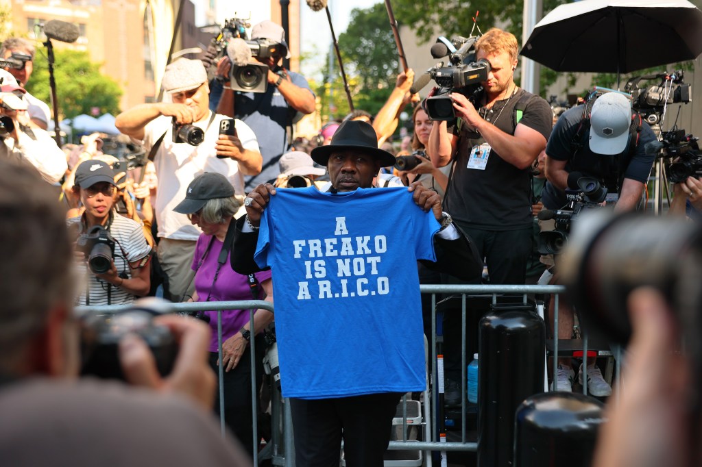 Supporters outside court