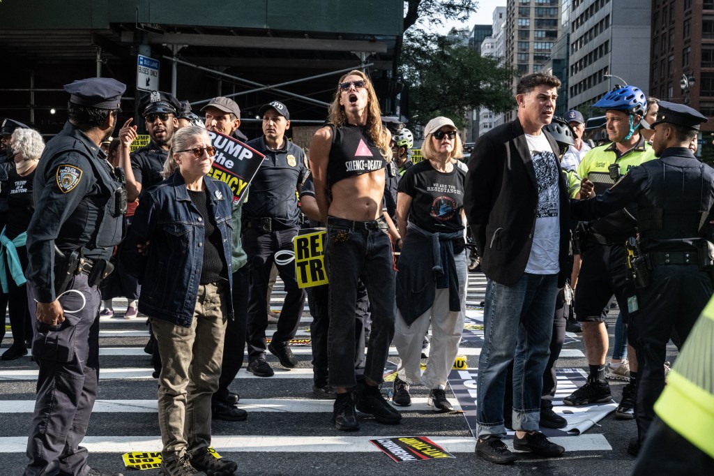 Detained protesters outside UN