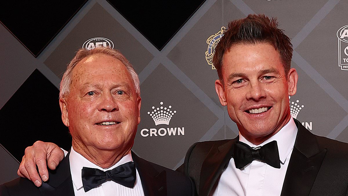 Ben Cousins cuddles up to his dad Bryan at Brownlow Medal night