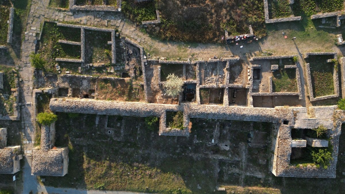 Archaeological remains from the Histria site showing structural elements and recovered artifacts