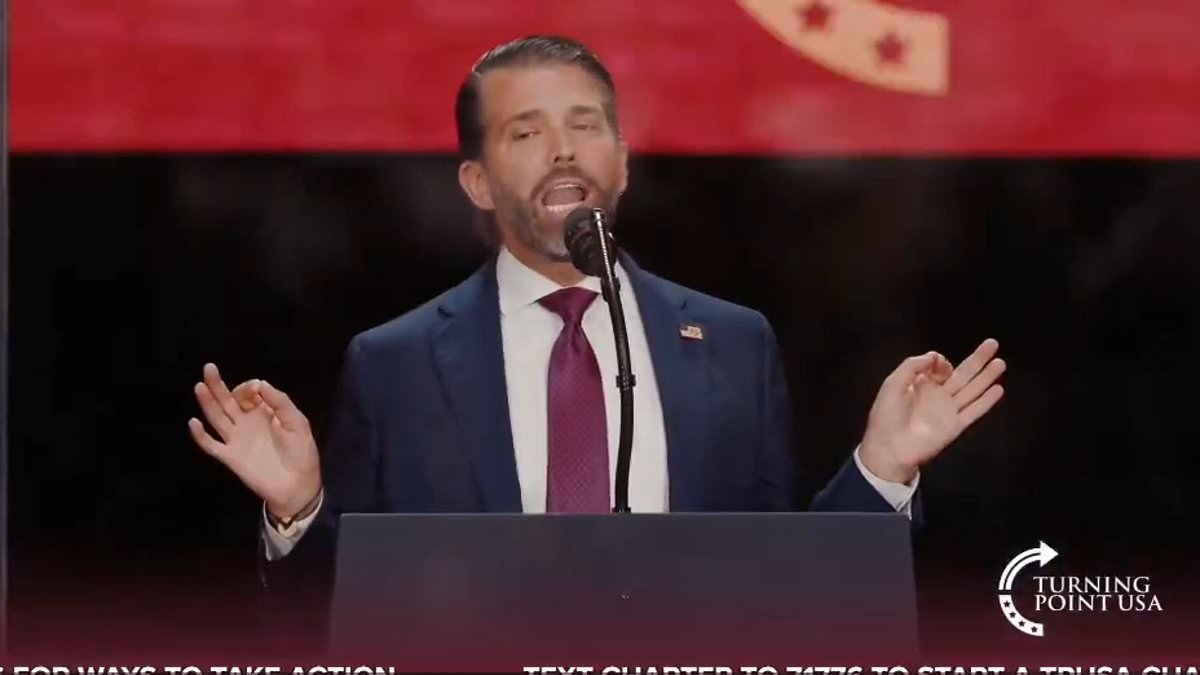 Don Jr. delivers rare jab at his father during Charlie Kirk memorial, blending humor and faith