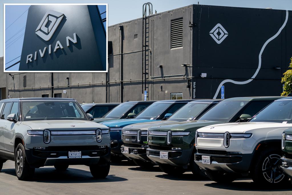Rivian vehicles on display