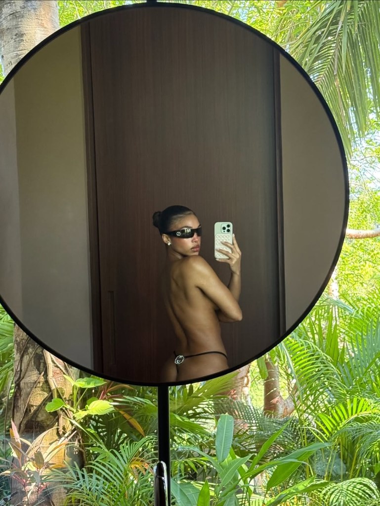 Lori Harvey on Burberry bikini vacation shot