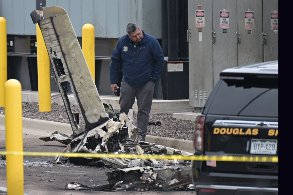 Plane wreckage near generator