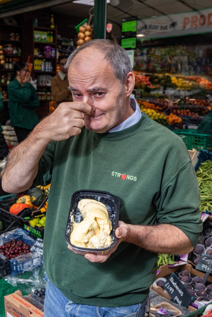 Durian shop scene in Lancashire
