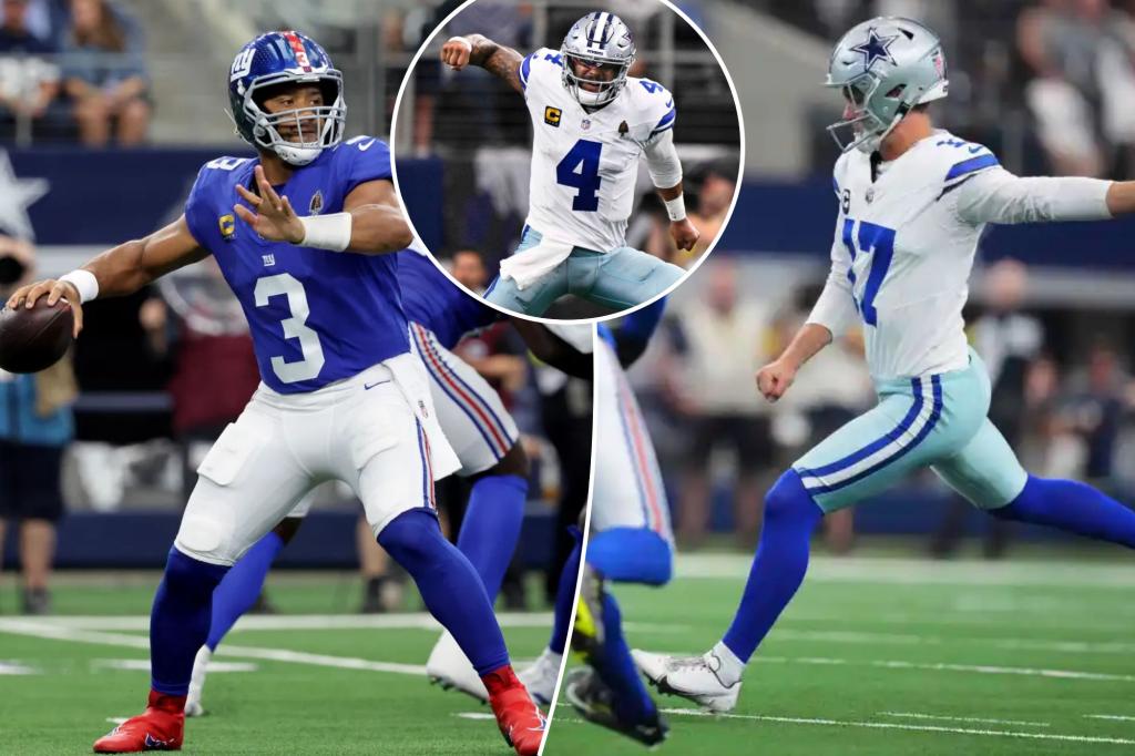 Cowboys 40, Giants 37 (OT): Aubrey's 64-yarder ties it, 46-yarder wins it after Wilson interception