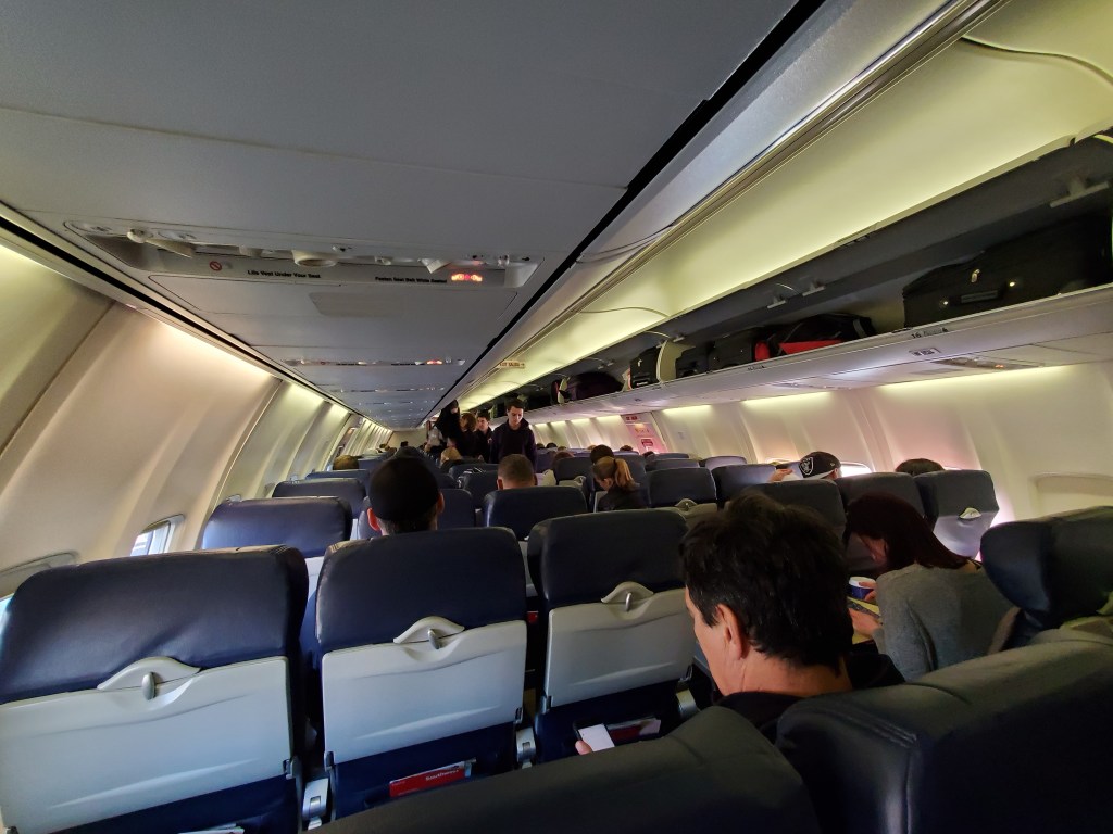 Interior cabin of a Southwest plane