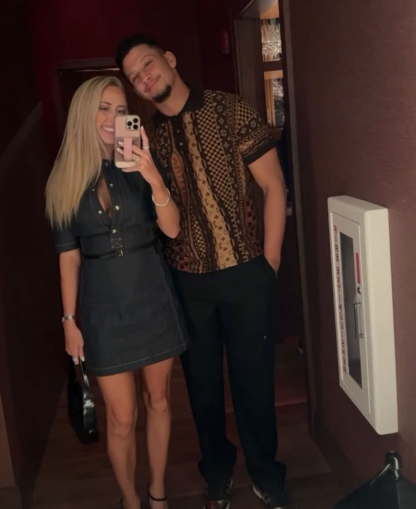 Patrick and Brittany Mahomes share a moment during date night