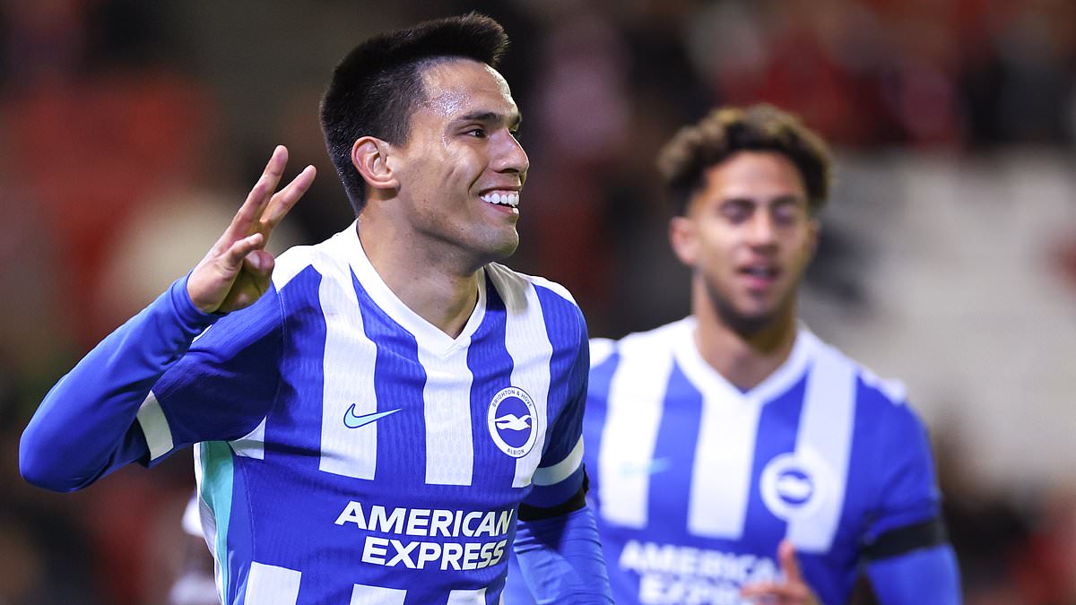 Gomez nets 33-minute hat-trick as Brighton thrash Barnsley in Carabao Cup