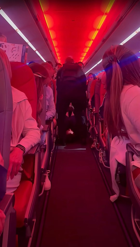 Footage of police van outside the aircraft