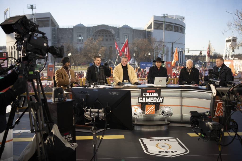 College GameDay cast on set