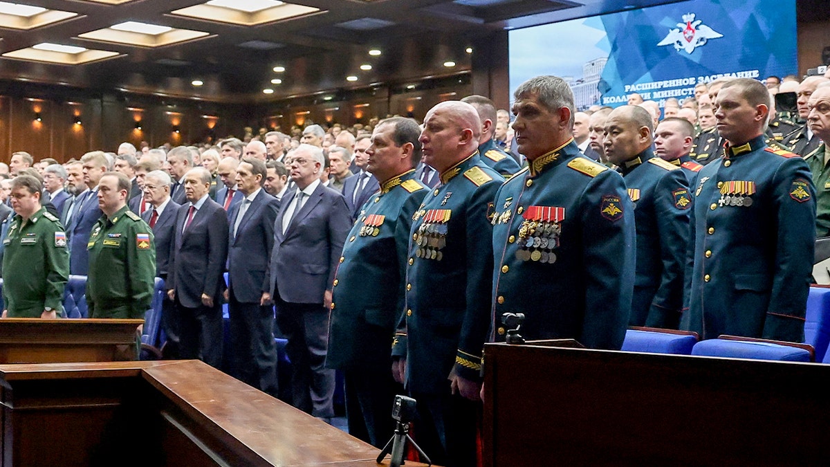 Putin military officials at the defense ministry