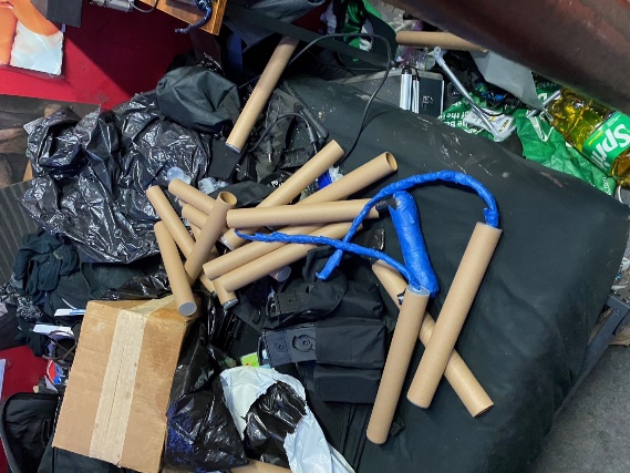 Explosives and smokeless gunpowder seized during the raid