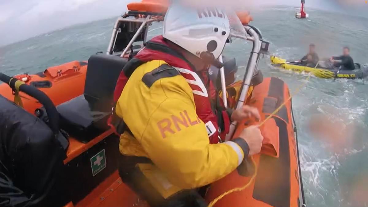 RNLI rescuers save missing kayakers miles from shore amid ferocious seas