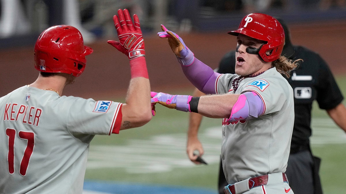Bader celebrates after striking out