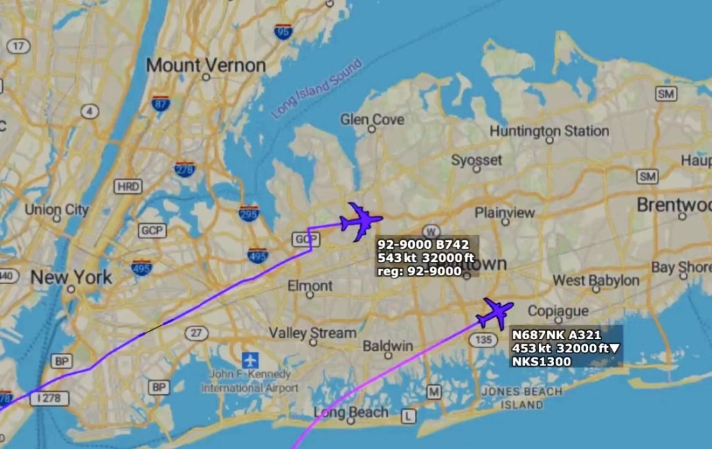 Air traffic controller scolds Spirit pilots for closing on Air Force One over Long Island