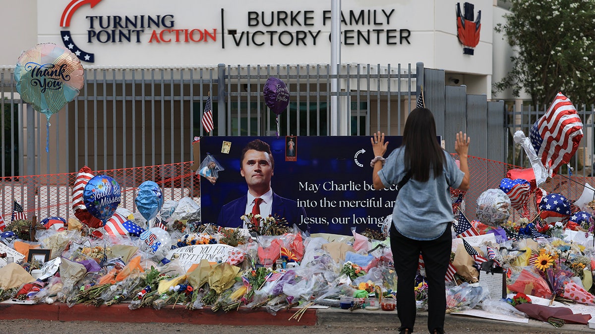 Mourners at Charlie Kirk memorial in Phoenix