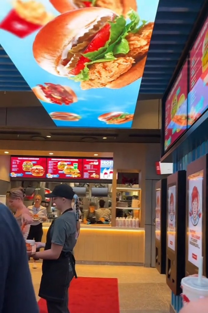 Customers queuing at Wendy's opening