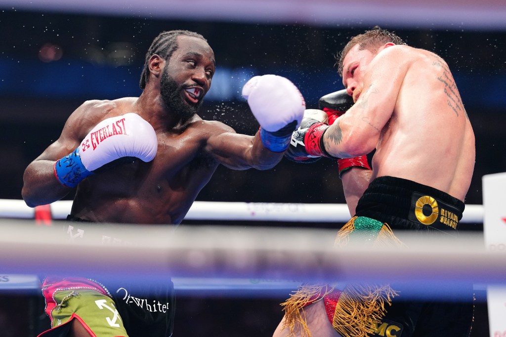 Terence Crawford lands a punch during the fight