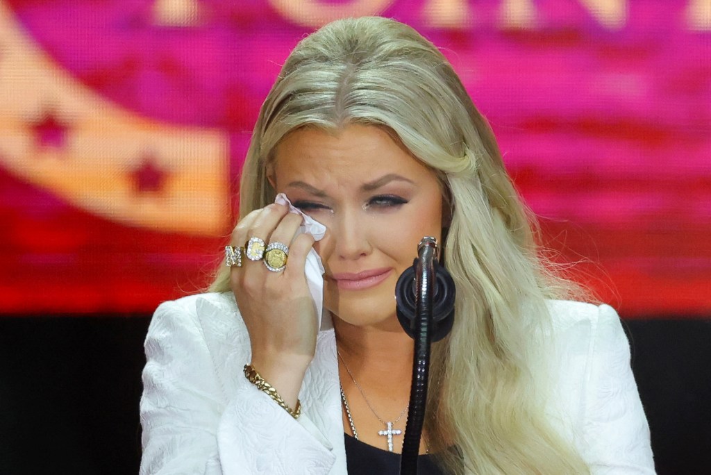 Erika Kirk gets emotional memorial