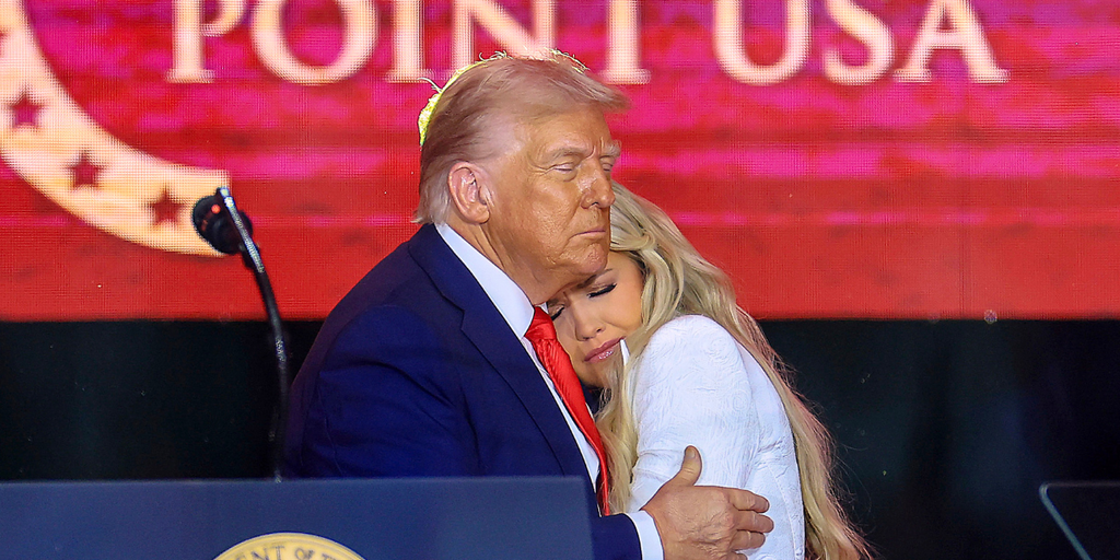 Trump hugs Erika Kirk at memorial
