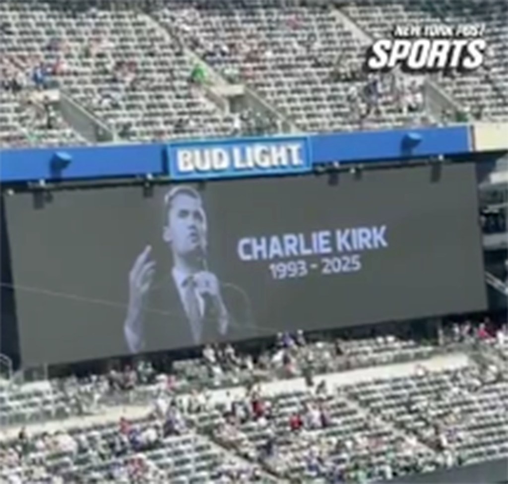 Jets honor Charlie Kirk on Jumbotron ahead of Week 2 game with Bills