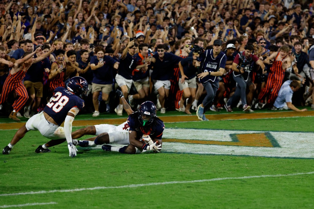 Virginia Upsets No. 8 Florida State 46-38 in Double overtime, Fans Storm Field