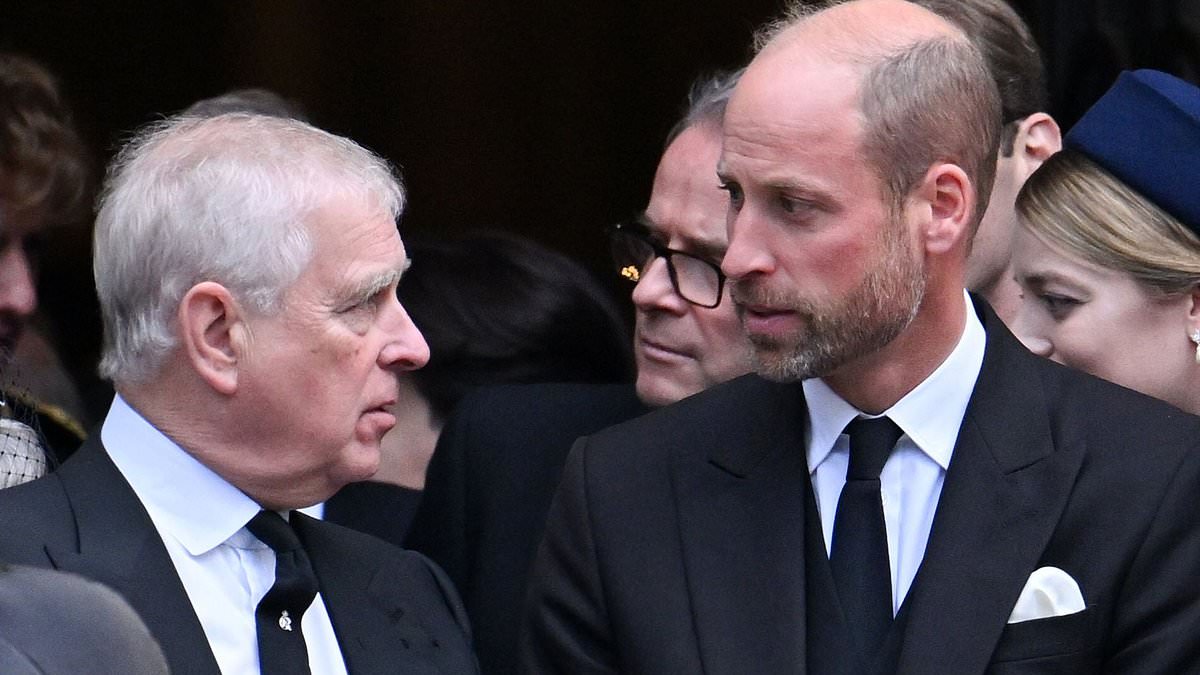 Lip reader and body-language expert describe frosty exchange between Prince Andrew and Prince William after Duchess of Kent's funeral