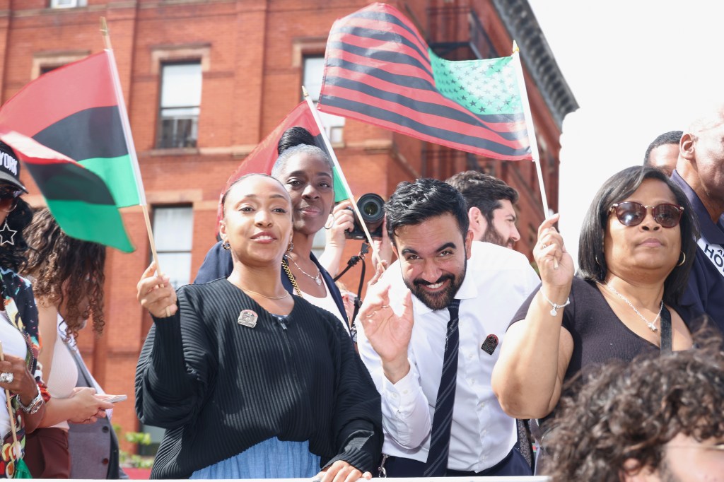 Zohran Mamdani on parade float