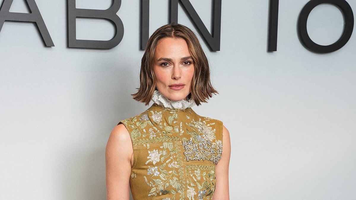 Keira Knightley leads stars at The Woman in Cabin 10 premiere in olive gown with lace ruff
