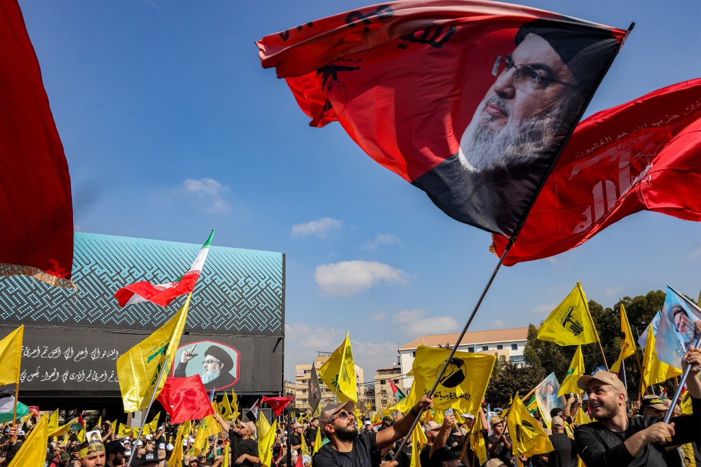 Supporters at Hezbollah memorial in Beirut