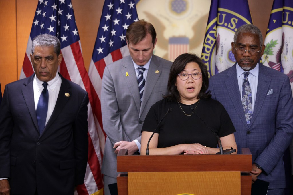 Five Democrats in hallway