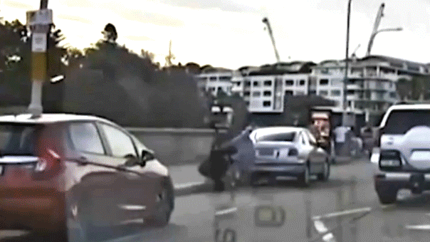 ISIS flag and police scene