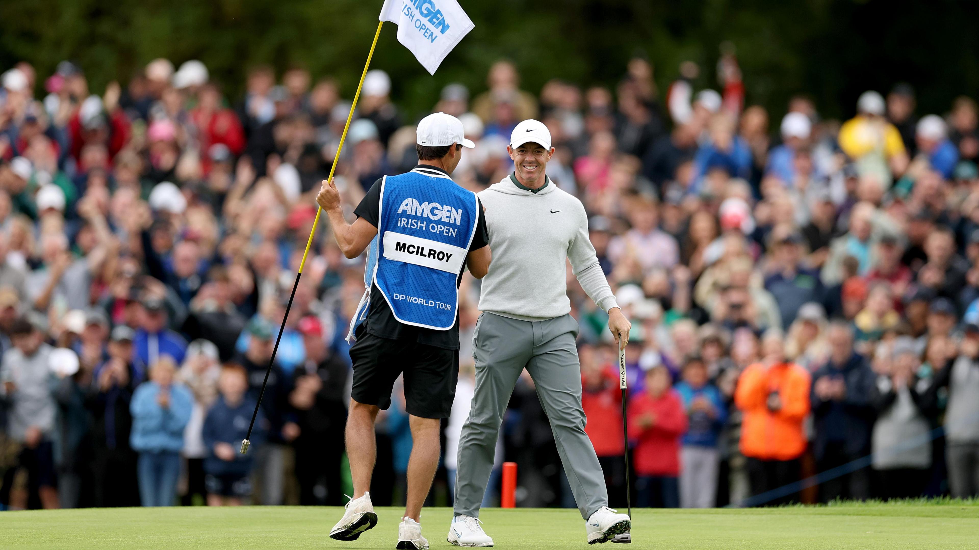 McIlroy celebrates as the Irish crowd roars