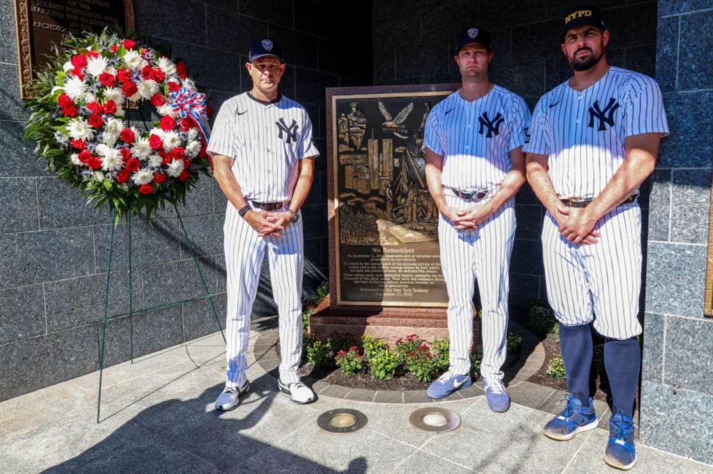 Boone, Cole and Rodón Place Wreath at Monument Park on Sept. 11; Yankees Win 9-3