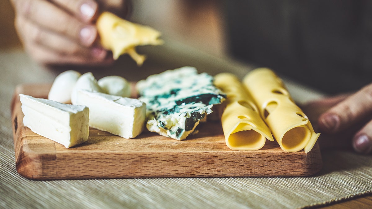 Slices of cheese on a plate