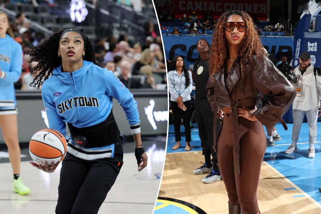 Newspress collage of Angel Reese and teammates